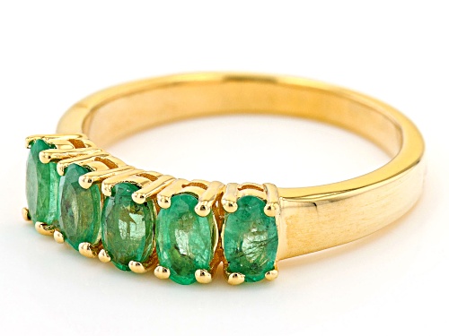 Pre-Owned 0.93ctw Oval Zambian Emerald 18K Yellow Gold Over Sterling Silver Ring - Size 9