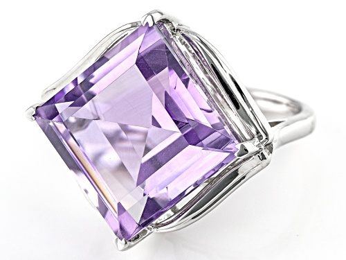Pre-Owned 7.60ct Square Lavender Amethyst Rhodium Over Sterling Silver Ring - Size 6