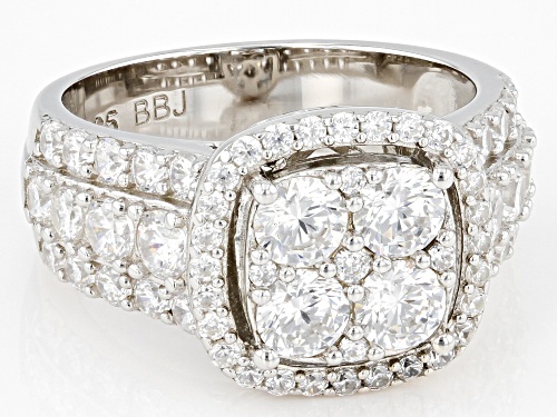 Pre-Owned Bella Luce® 4.67ctw White Diamond Simulant Rhodium Over Sterling Silver Ring(2.83ctw DEW) - Size 7