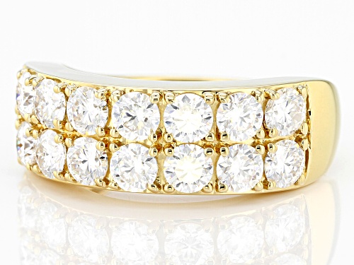 Pre-Owned MOISSANITE FIRE(R) 2.24CTW DEW ROUND 14K YELLOW GOLD OVER SILVER RING - Size 7
