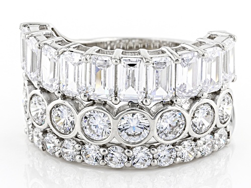 Pre-Owned Bella Luce® 8.25ctw White Diamond Simulant Rhodium Over Sterling Silver Ring(5.00ctw DEW) - Size 6