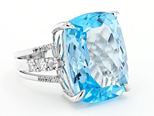 Pre-Owned 23.00ct Glacier Topaz™ With 0.98ctw White Topaz Rhodium Over Silver Ring - Size 8