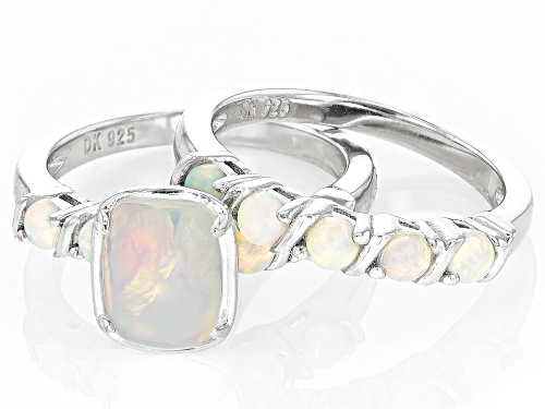 Pre-Owned 1.52ctw Ethiopian Opal Rhodium Over Sterling Silver Ring - Size 9