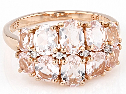 Pre-Owned 2.27ctw Oval Morganite With 0.04ctw Round White Zircon 18k Rose Gold Over Sterling Silver - Size 6