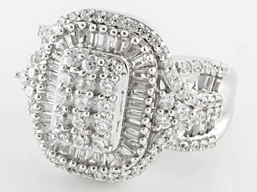 Pre-Owned Bella Luce ® 3.55ctw Diamond Simulant Rhodium Over Sterling Silver Ring (2.11ctw Dew) - Size 5
