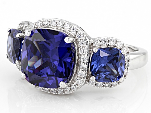 Pre-Owned Charles Winston For Bella Luce® 9.81ctw Tanzanite And Diamond Simulants Rhodium Over Silve - Size 7