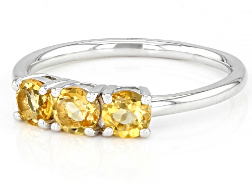 Pre-Owned 0.64ctw Round Citrine Rhodium Over Sterling Silver November Birthstone 3-Stone Ring - Size 10