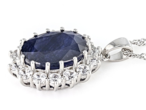 Pre-Owned Cristina's Holiday Collection 9.17ctw Mahaleo® Sapphire & Zircon Rhodium Over Silver Penda
