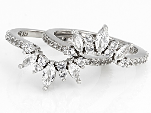 Pre-Owned 1.18ctw Marquise & Round Lab White Sapphire Platinum Over Sterling Silver Enhancer Set Of - Size 10