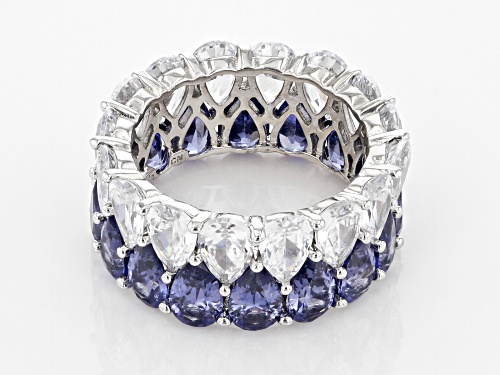 Pre-Owned Bella Luce® Esotica™ 21.44ctw Tanzanite And White Diamond Simulants Rhodium Over Silver Ri - Size 8
