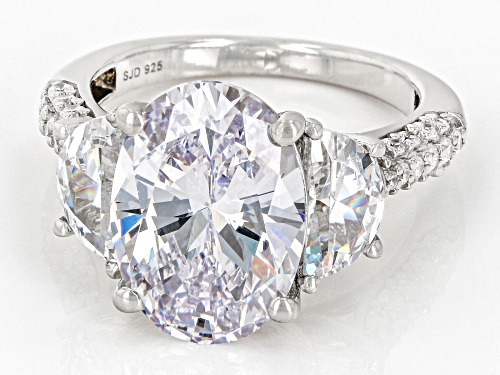 Pre-Owned Bella Luce® 11.25ctw White Diamond Simulant Platinum Over Sterling Silver Ring (6.81ctw DE - Size 9