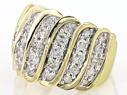Pre-Owned 1.75ctw Round White Diamond 10k Yellow Gold Wide Band Ring - Size 6