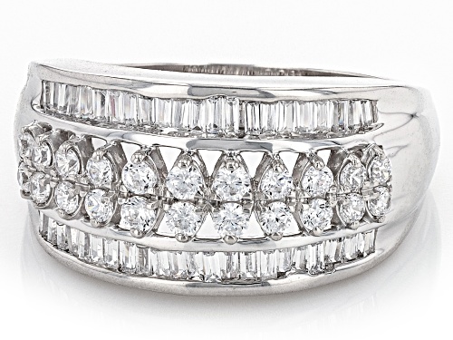 Pre-Owned Bella Luce® 1.35ctw White Diamond Simulant Platinum Over Sterling Silver Ring (0.81ctw DEW - Size 5