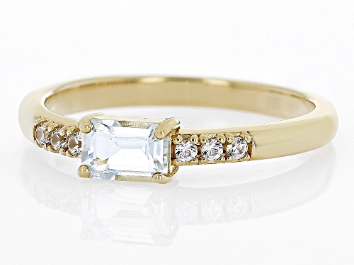 Pre-Owned .45ct Aquamarine with .07ctw White Zircon 18k Yellow Gold Over Serling Silver March Births - Size 9