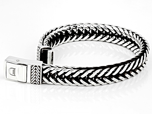 Pre-Owned Sterling Silver Oxidized 9.4mm Wheat Link Bracelet - Size 7.5