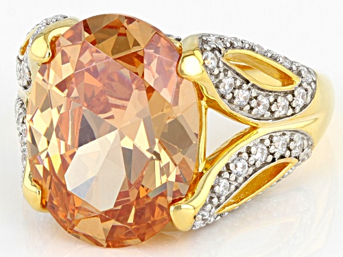 Pre-Owned Bella Luce ® 16.45ctw Champagne And White Diamond Simulants Eterno™ Yellow Ring (9.56ctw D - Size 5