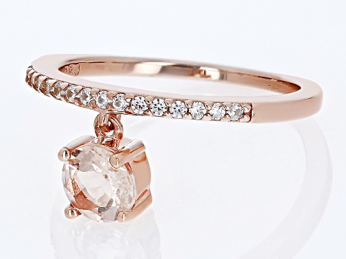 Pre-Owned 0.68ct Round Morganite And 0.19ctw Round White Zircon 18k Rose Gold Over Sterling Silver C - Size 7