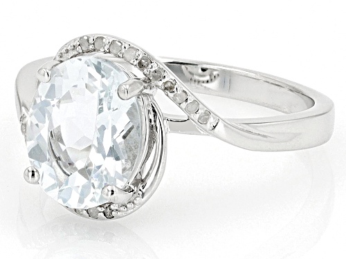 Pre-Owned 1.90ct Oval Aquamarine With 0.08ctw White Diamond Accent Rhodium Over Sterling Silver Ring - Size 9