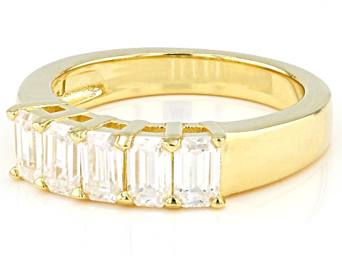 Pre-Owned MOISSANITE FIRE(R) 1.35CTW DEW EMERALD CUT 14K YELLOW GOLD OVER SIVER RING - Size 6