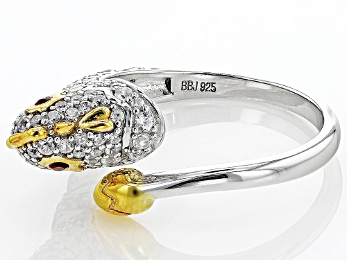 Pre-Owned .80ctw White Zircon & Vermelho Garnet™ Rhodium & 18k Gold Over Silver 