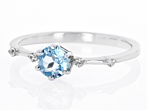 Pre-Owned .51ct Swiss Blue Topaz & .07ctw White Zircon Rhodium Over Sterling Silver December Birthst - Size 8