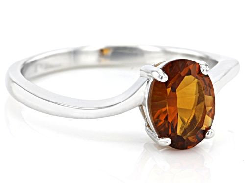 Pre-Owned 1.00ct Oval Orange Madeira Citrine Rhodium Over Sterling Silver Solitaire Ring - Size 8