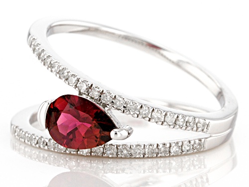 Pre-Owned 0.60ct Pink Tourmaline With 0.17ctw Diamond Rhodium Over 14k White Gold Ring - Size 9