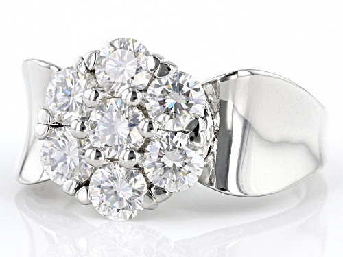 Pre-Owned MOISSANITE FIRE(R) 1.61CTW DEW ROUND  PLATINEVE(R) CLUSTER RING - Size 6
