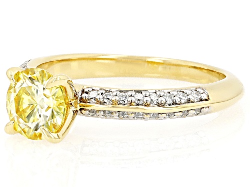 Pre-Owned MOISSANITE FIRE(R) & YELLOW MOISSANITE 1.32CTW DEW 14K YELLOW GOLD OVER SILVER RING - Size 9