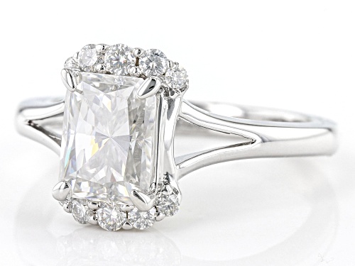 Pre-Owned MOISSANITE FIRE(R) 2.06CTW DEW OCTAGONAL RADIANT CUT & ROUND PLATINEVE(R) RING - Size 7