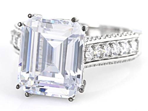 Pre-Owned Bella Luce® 11.35ctw White Diamond Simulant Rhodium Over Silver Ring (6.87ctw DEW) - Size 6
