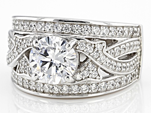 Pre-Owned Bella Luce® 3.11ctw White Diamond Simulant Platinum Over Sterling Silver Ring(1.88ctw DEW) - Size 5