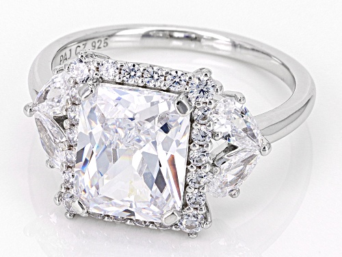 Pre-Owned Bella Luce® 6.62ctw White Diamond Simulant Platinum Over Silver 27th Anniversary Ring (4.0 - Size 8