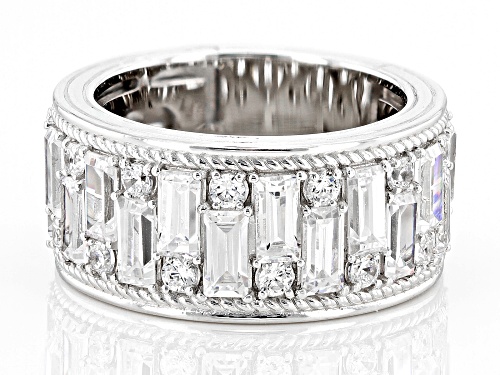 Pre-Owned Judith Ripka 8.05ctw Bella Luce® Rhodium Over Sterling Silver Toujours Band Ring - Size 10