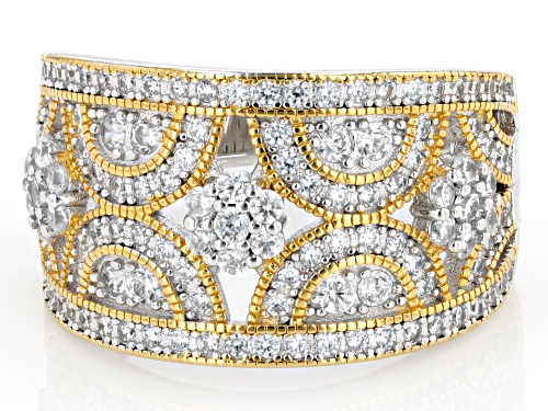 Pre-Owned Bella Luce® 1.78ctw White Diamond Simulant Rhodium And 14k Yellow Gold Over Silver Ring(1. - Size 6