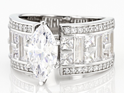 Pre-Owned Bella Luce® 4.08ctw White Diamond Simulant Rhodium Over Sterling Silver Ring (2.47ctw DEW) - Size 10