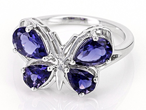 Pre-Owned 1.62ctw Iolite Rhodium Over Sterling Silver Butterfly Ring - Size 7