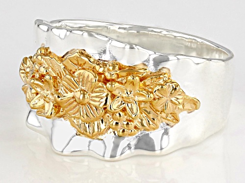 Pre-Owned Artisan Collection of Israel™ Sterling Silver &14K Yellow Gold Over Sterling Silver Flower - Size 5