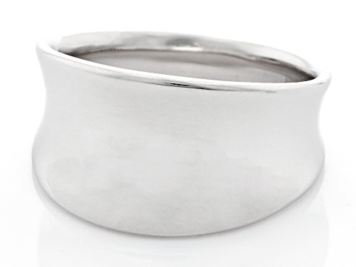 Pre-Owned Rhodium Over Sterling Silver Graduated Concave Band Ring - Size 7