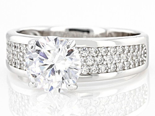 Pre-Owned Bella Luce® 4.22ctw White Diamond Simulant Rhodium Over Sterling Silver Ring (2.55ctw DEW) - Size 10