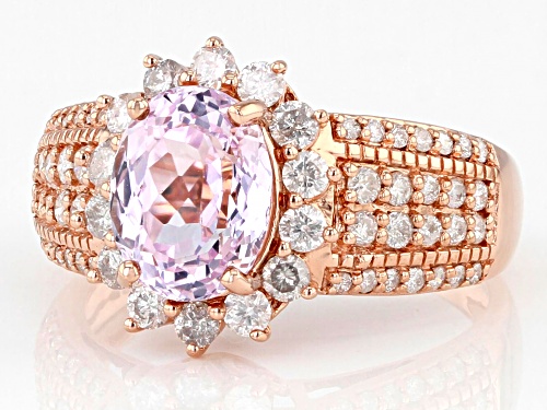 Pre-Owned 2.00ct Kunzite And 0.81ctw White Diamond 14K Rose Gold Ring - Size 9.5
