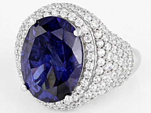 Pre-Owned Charles Winston for Bella Luce® 16.77ctw Tanzanite And Diamond Simulants Rhodium Over Silv - Size 5