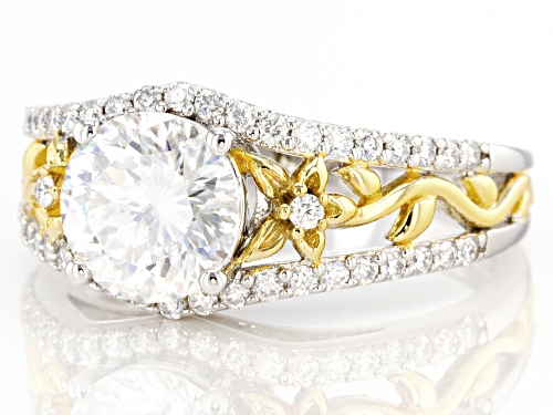 Pre-Owned MOISSANITE FIRE(R) 2.63CTW DEW INFERNO CUT(TM) & PLATINEVE(R) & 14K YELLOW GOLD OVER SILVE - Size 9