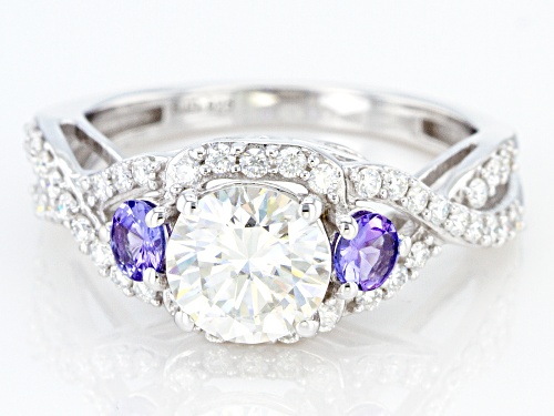 Pre-Owned MOISSANITE FIRE(R) 1.60CTW DEW AND TANZANITE PLATINEVE(R) RING - Size 10