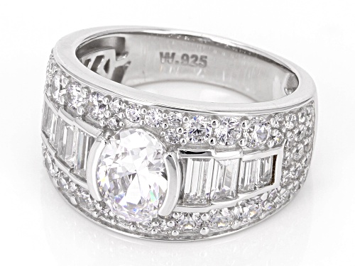 Pre-Owned Charles Winston For Bella Luce® 4.83ctw White Diamond Simulant Rhodium Over Silver Ring(2. - Size 8