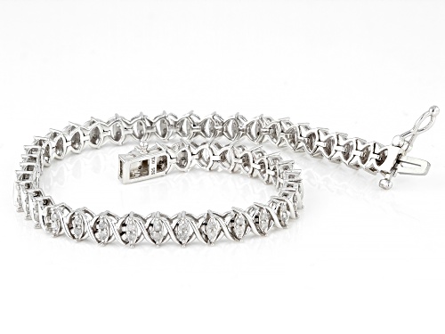 Pre-Owned 1.00ctw Round White Diamond Rhodium Over Sterling Silver Tennis Bracelet - Size 7.5