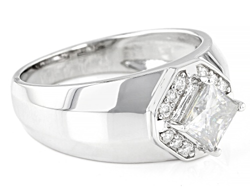 Pre-Owned MOISSANITE FIRE(R) 1.54CTW DEW SQUARE BRILLIANT AND ROUND PLATINEVE(R) MENS RING - Size 10