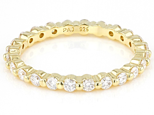 Pre-Owned MOISSANITE FIRE(R) .66CTW DEW ROUND 14K YELLOW GOLD OVER SILVER ETERNITY BAND RING - Size 8