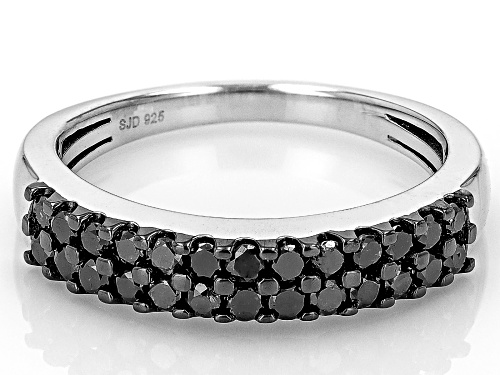 Pre-Owned 0.60ctw Round Black Diamond Rhodium Over Sterling Silver Band Ring - Size 7