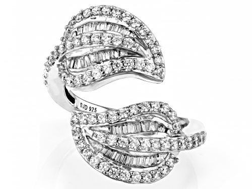 Pre-Owned Bella Luce® 1.90ctw White Diamond Simulant Rhodium Over Sterling Silver Leaf Ring (1.15ctw - Size 6